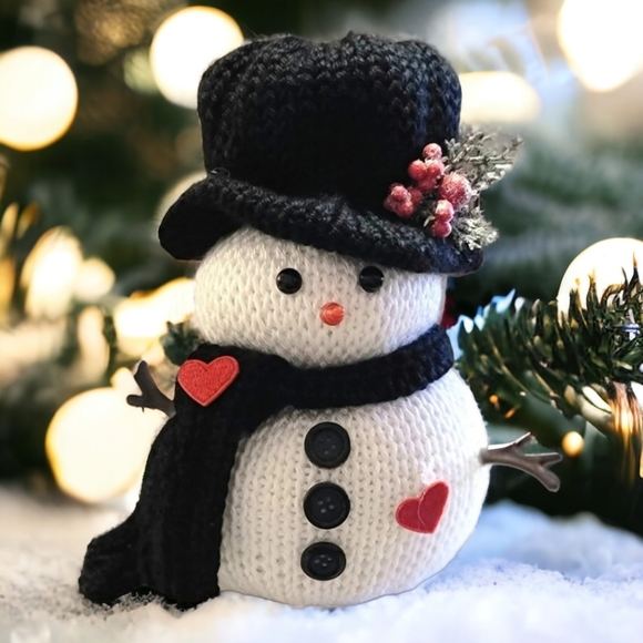 Handcrafted 9" Snowman w/ Top Hat Christmas Decor Winter Holiday Gift Decoration - Picture 10 of 13